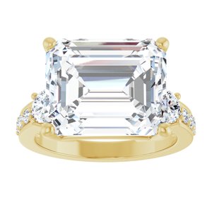 14K Yellow Gold 13x11 mm Emerald Ring Mounting – image 5
