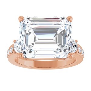 14K Rose Gold 13x11 mm Emerald Ring Mounting – image 5