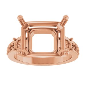 10K Rose Gold 13x11 mm Emerald Ring Mounting – image 6