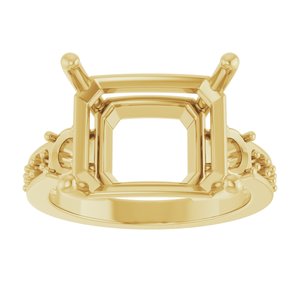 14K Yellow Gold 13x11 mm Emerald Ring Mounting – image 6