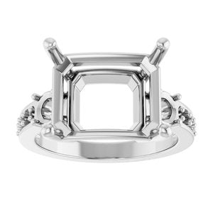 Sterling Silver 13x11 mm Emerald Ring Mounting – image 6