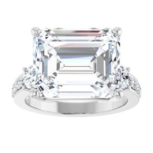 14K White Gold 13x11 mm Emerald Ring Mounting – image 5