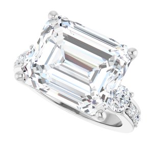 10K White Gold 13x11 mm Emerald Ring Mounting – image 8