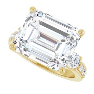 18K Yellow Gold 13x11 mm Emerald Ring Mounting – image 8