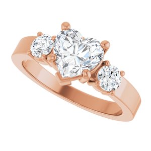 10K Rose Gold 7x7 mm Heart Ring Mounting – image 8
