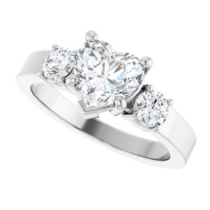 14K X1 White Gold 7x7 mm Heart Ring Mounting – image 8