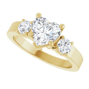 18K Yellow Gold 7x7 mm Heart Ring Mounting – image 8