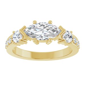 14K Yellow Gold 10x5 mm Marquise Ring Mounting – image 5