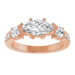 14K Rose Gold 10x5 mm Marquise Ring Mounting – image 5