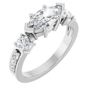 14K X1 White Gold 10x5 mm Marquise Ring Mounting