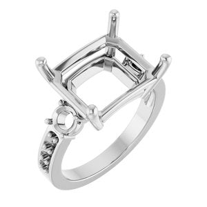 10K White Gold 13x11 mm Emerald Ring Mounting – image 2