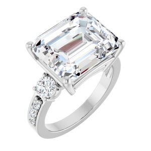Platinum 13x11 mm Emerald Ring Mounting
