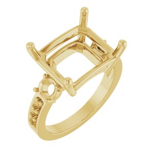 10K Yellow Gold 13x11 mm Emerald Ring Mounting – image 2