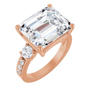 18K Rose Gold 13x11 mm Emerald Ring Mounting