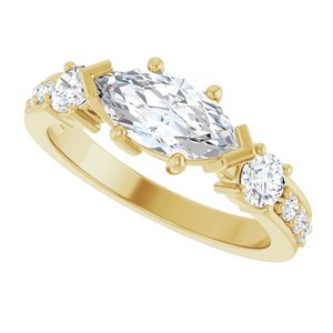 14K Yellow Gold 10x5 mm Marquise Ring Mounting – image 8