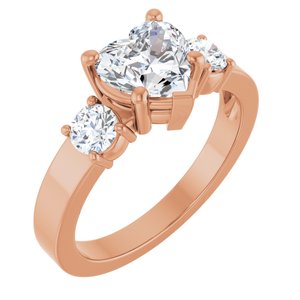 10K Rose Gold 7x7 mm Heart Ring Mounting