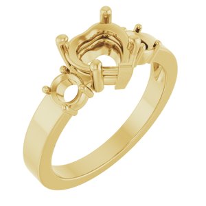 14K Yellow Gold 7x7 mm Heart Ring Mounting – image 2