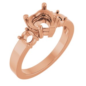 10K Rose Gold 7x7 mm Heart Ring Mounting – image 2