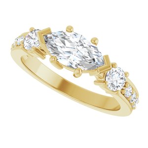 14K Yellow Gold 9.5x5 mm Marquise Ring Mounting – image 8