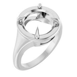 14K White Gold 11 mm Round Ring Mounting – image 2