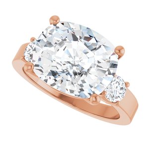 14K Rose Gold 12x10 mm Elongated Cushion Ring Mounting – image 8