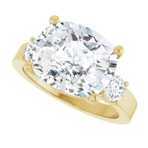 14K Yellow Gold 12x10 mm Elongated Cushion Ring Mounting – image 8