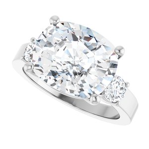 Sterling Silver 12x10 mm Elongated Cushion Ring Mounting – image 8