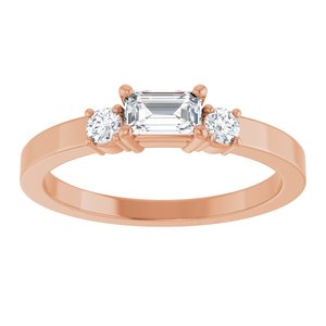 18K Rose Gold 5x3 mm Emerald Ring Mounting – image 5