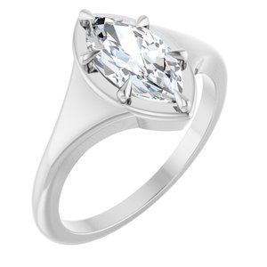 14K X1 White Gold 10.5x5.5 mm Marquise Ring Mounting