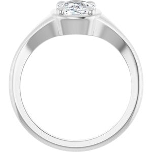 18K White Gold 8x6 mm Elongated Cushion Ring Mounting – image 3