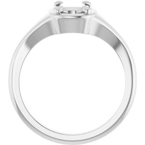 10K White Gold 8x6 mm Elongated Cushion Ring Mounting – image 4