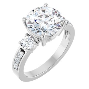 10K White Gold 9.4 mm Round Ring Mounting