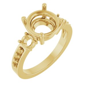 14K Yellow Gold 9.4 mm Round Ring Mounting – image 2