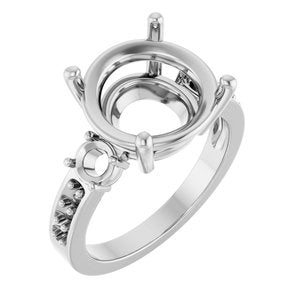10K White Gold 12 mm Round Ring Mounting – image 2