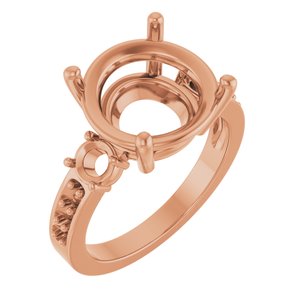 14K Rose Gold 12 mm Round Ring Mounting – image 2