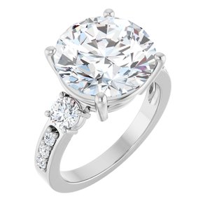 10K White Gold 12 mm Round Ring Mounting