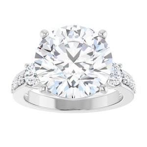 10K White Gold 12 mm Round Ring Mounting – image 5