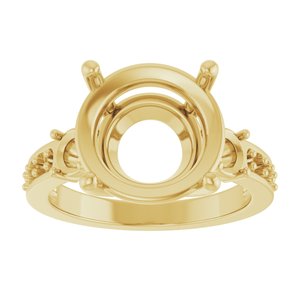 14K Yellow Gold 12 mm Round Ring Mounting – image 6