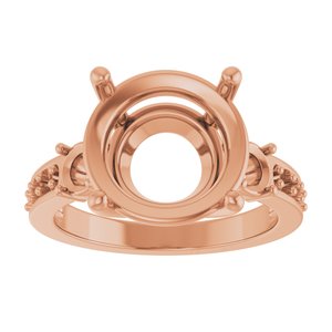 18K Rose Gold 12 mm Round Ring Mounting – image 6