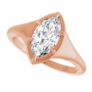 18K Rose Gold 10.5x5.5 mm Marquise Ring Mounting – image 8