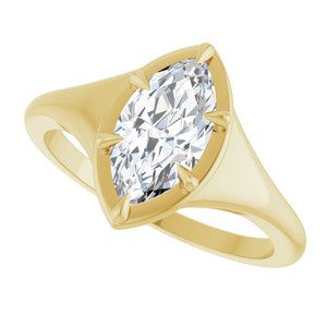 10K Yellow Gold 10.5x5.5 mm Marquise Ring Mounting – image 8