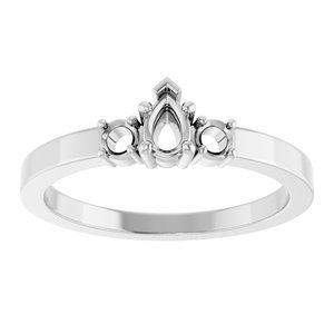 14K X1 White Gold 4.5x3 mm Pear Ring Mounting – image 6
