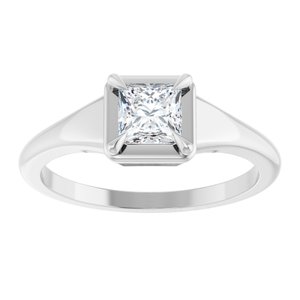 14K White Gold 4.5x4.5 mm Square Ring Mounting – image 5
