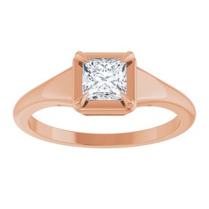 18K Rose Gold 4.5x4.5 mm Square Ring Mounting – image 5