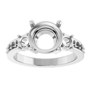 10K White Gold 8.8 mm Round Ring Mounting – image 6