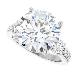 14K White Gold 12 mm Round Ring Mounting – image 8