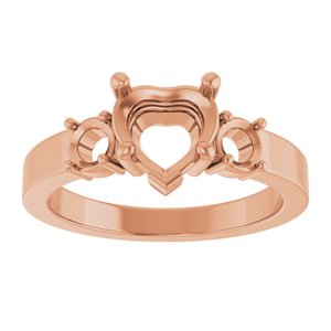 10K Rose Gold 7x7 mm Heart Ring Mounting – image 6