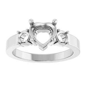 14K White Gold 7x7 mm Heart Ring Mounting – image 6