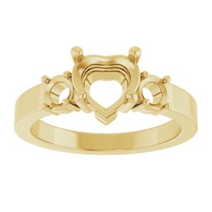 18K Yellow Gold 7x7 mm Heart Ring Mounting – image 6