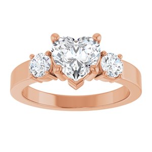 18K Rose Gold 7x7 mm Heart Ring Mounting – image 5